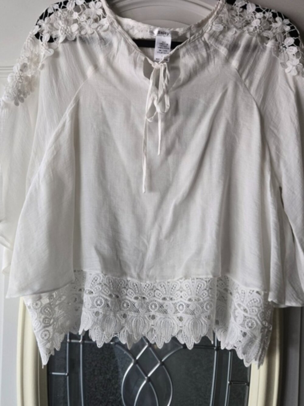 Esley Elegant White Lace Women's Top - Large